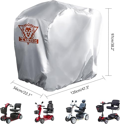 Miniatura 6 de XYZCTEM Funda de almacenamiento para scooter de movilidad, poliéster Oxford 420D resistente, impermeable, duradera, UV, resistente al agua, con
