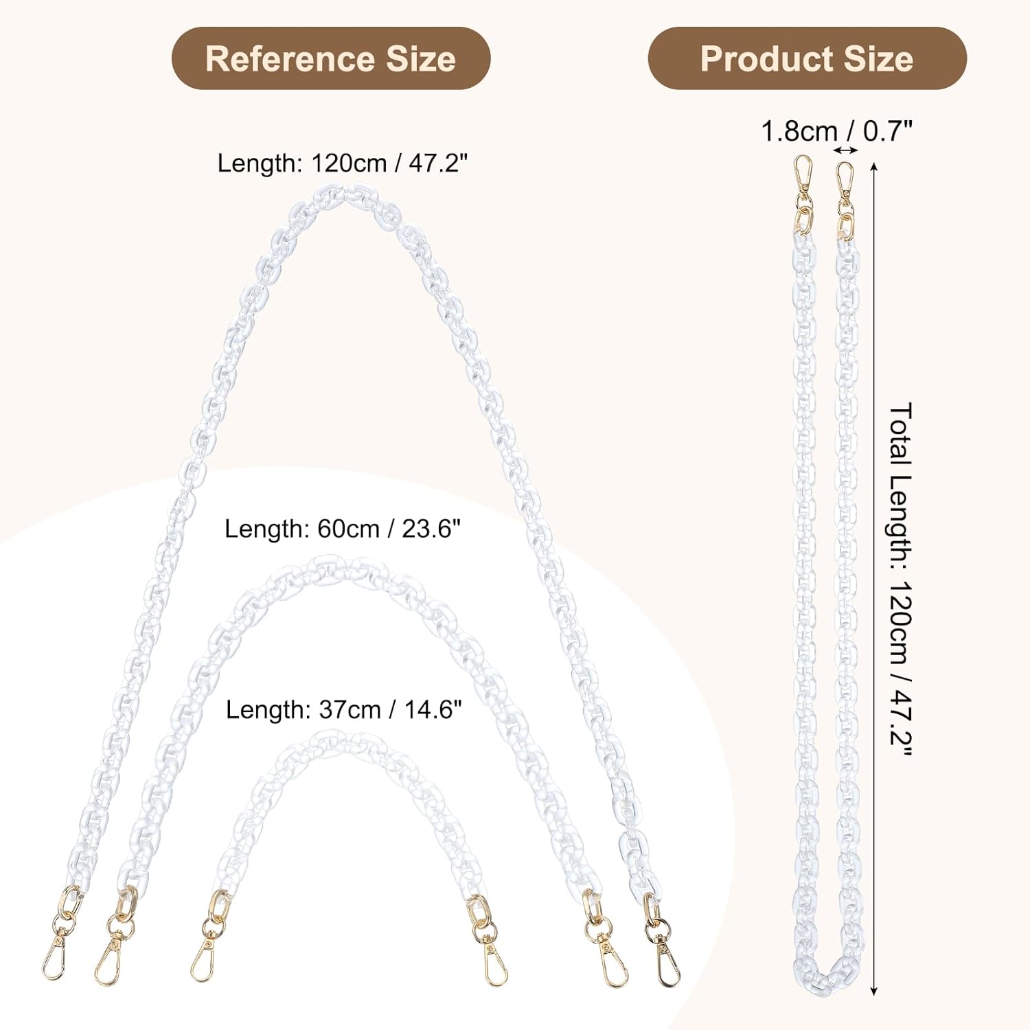 PATIKIL Acrylic Purse Strap, Acrylic Chain Purse Strap Replacement Luxury Handbag Chain Handle Straps - Image 2