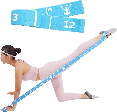 Miniatura 12 de Correa de yoga con bucles de 10/12 – Banda elástica multifuncional para pilates, danza, gimnasia, terapia física, entrenamiento de flexibilidad y