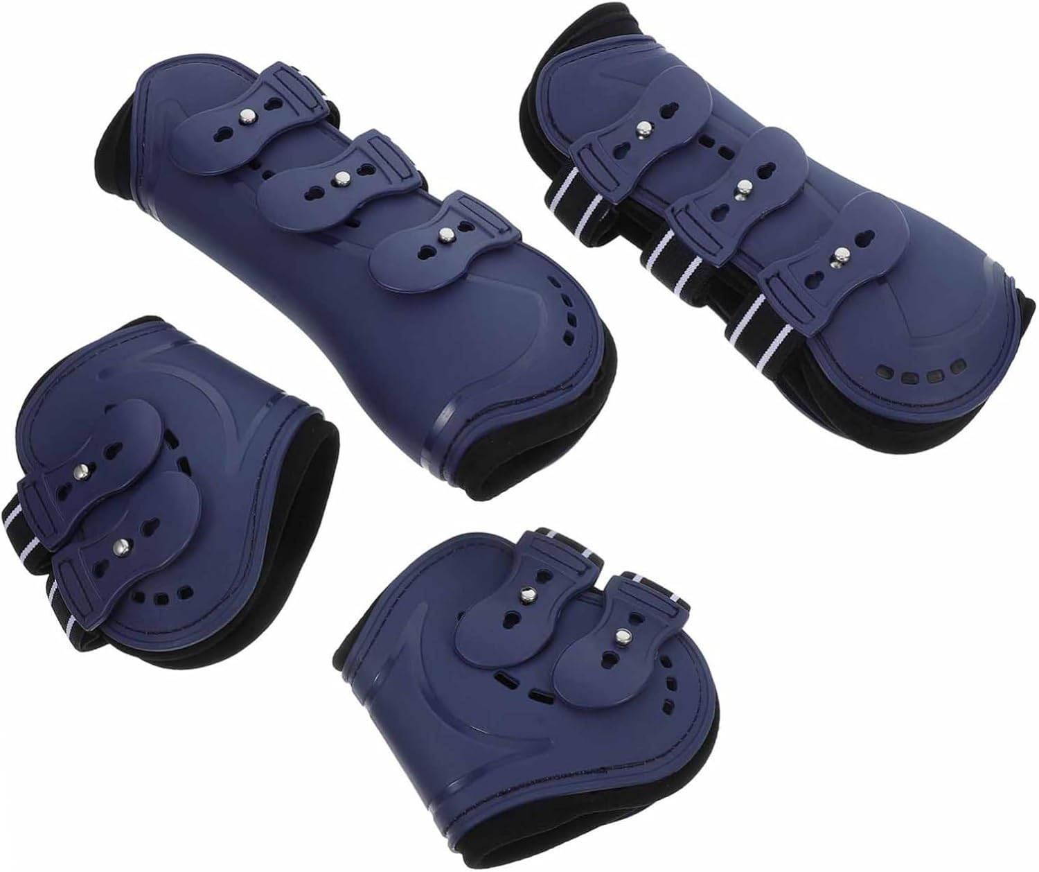 4pcs Open Front Jumping Tendon and Rear Fetlock Horse Protective Boots Pu Leg Guards for Equestrian Riding