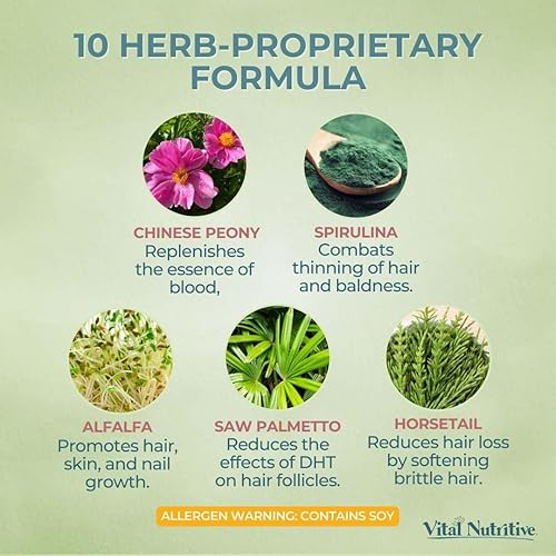 Miniatura 6 de Vital Hair Complex - Vitaminas para el crecimiento del cabello para mujeres y hombres - Biotina y vitamina B - Suplemento para el crecimiento del