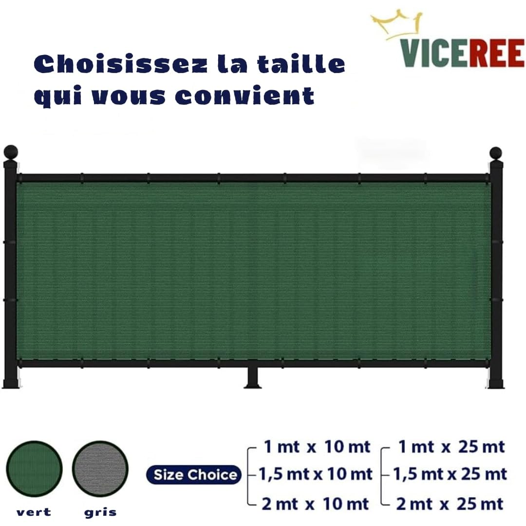 Brise Vue Jardin Vert 2 X 10 Metres +50 Colliers De Serrage Bache De Protection Exterieur pour Cloture De Jardin, Brise Vue Privacy 80%, Brise Vue Balcon Resistant Aux Intemperies