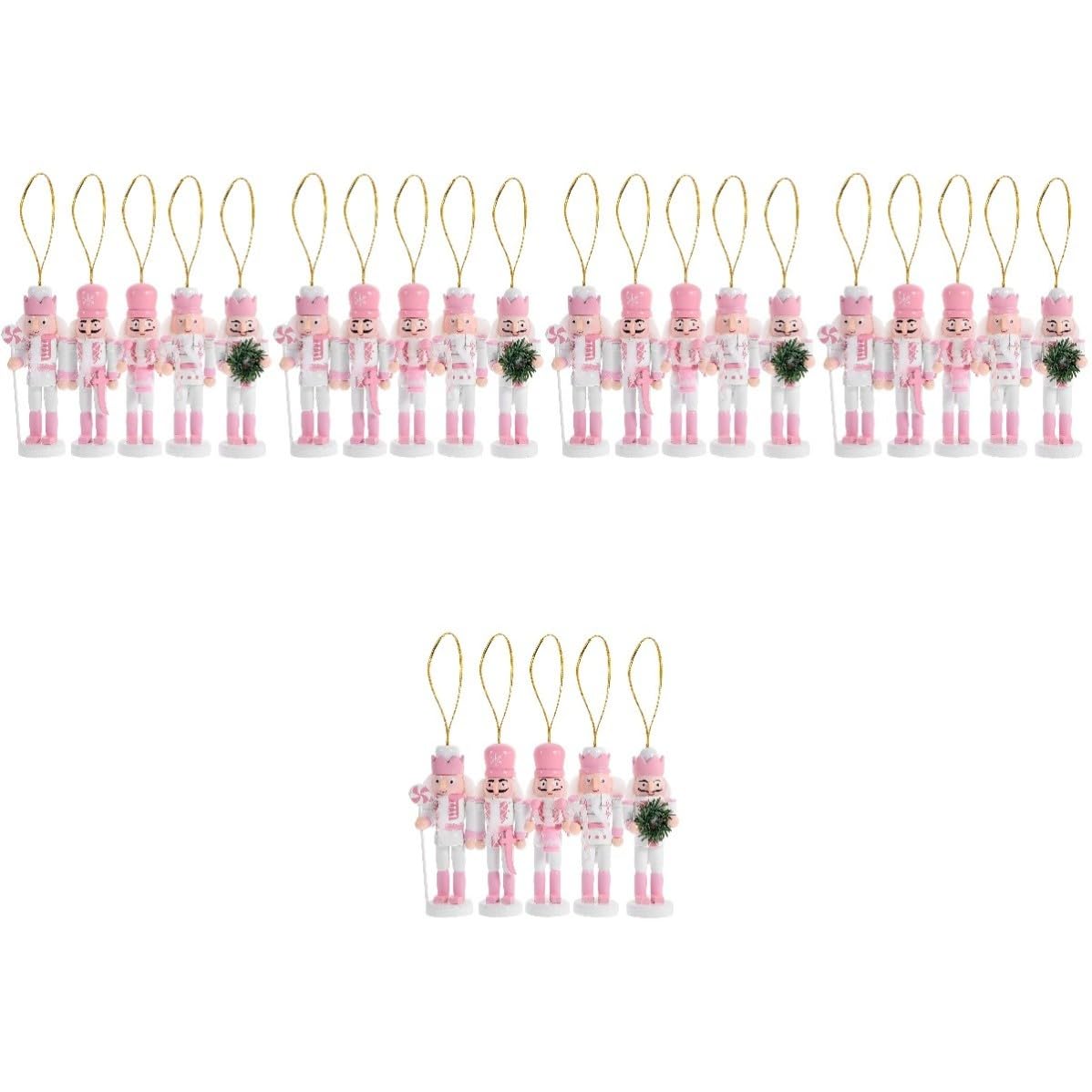 FRCOLOR 25 Piezas Cascanueces Colgante de Madera Rosa, Juego de Navideñas