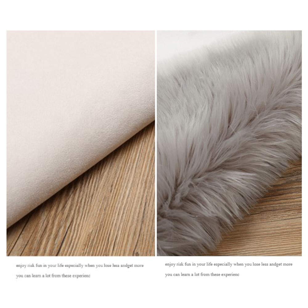 Tapis en Peau de Mouton synthétique, Faux Peau de Mouton Imitation Toison Moquette Peau d'agneau Tapis Fluffy Soft Longhair Décoratif Coussin de Chaise Canapé Natte (Kaki foncé)