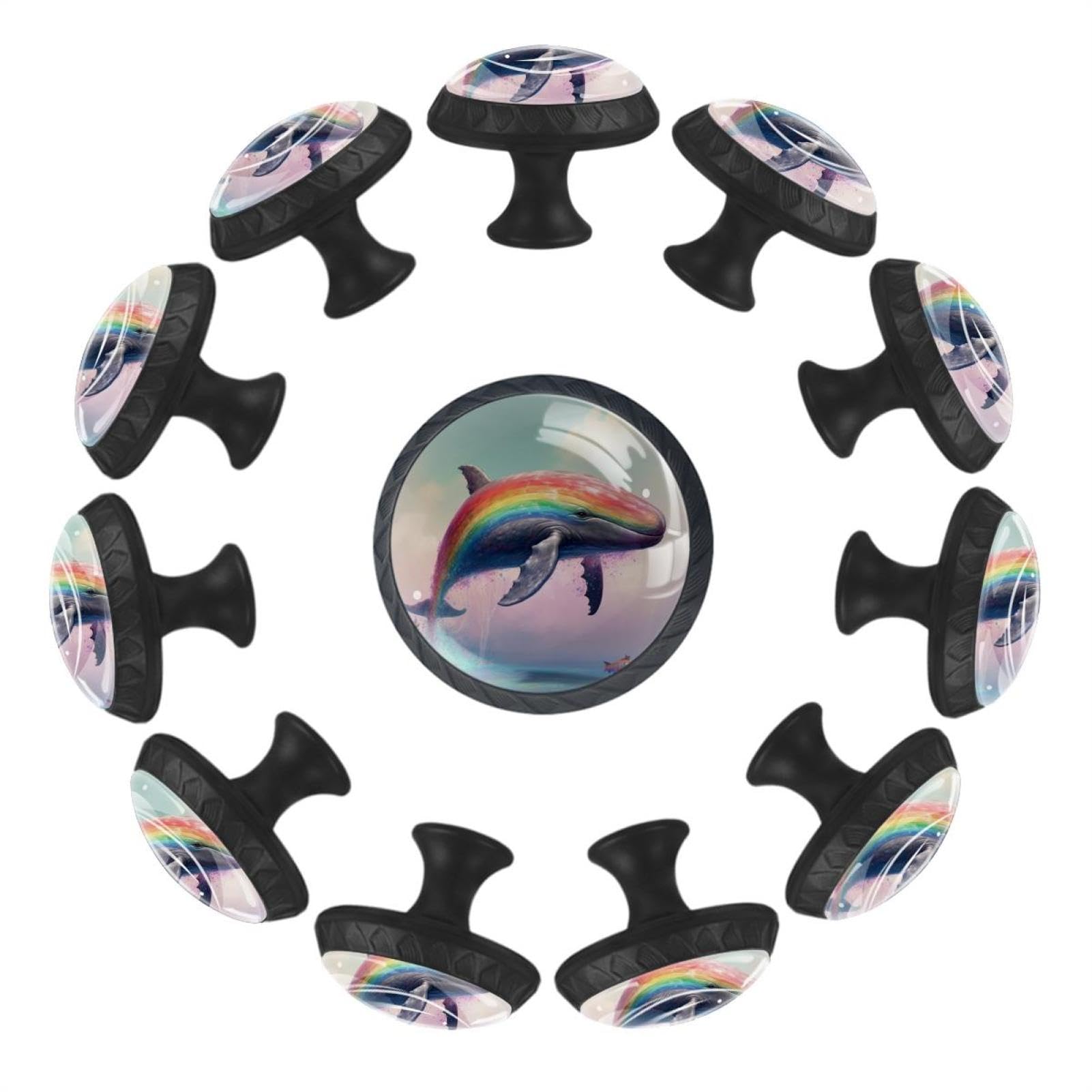 Boutons de tiroir en verre cristal lot de 12 baleines bleues pour meuble