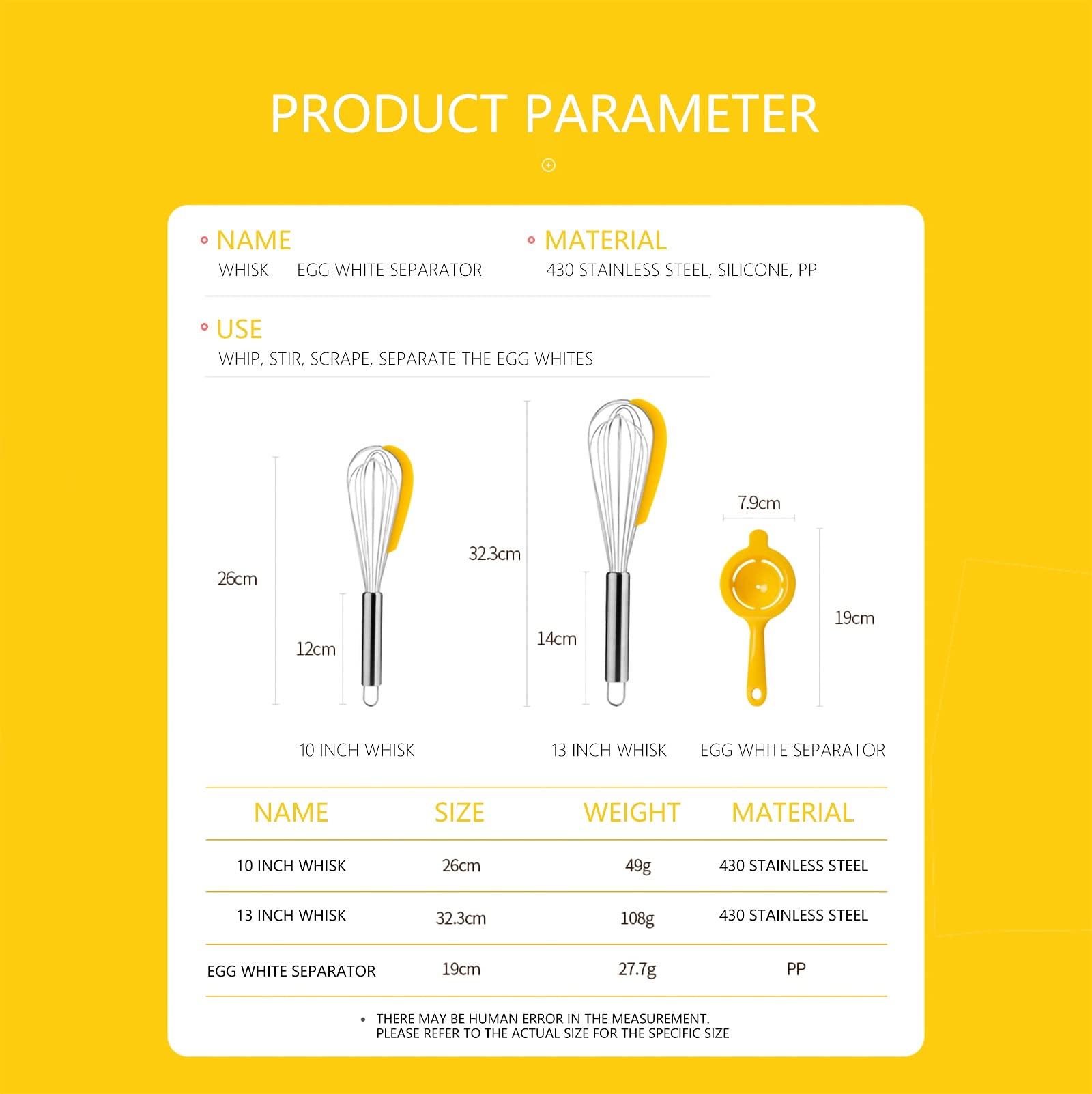 Frusta Mescolatore Multifunzione Sbatti con Uovo Separatore Bianco Separatore Manuale Beater for Mescolare E Raschiare, Utensili da Cucina da Cucina Frusta da Cucina(A)