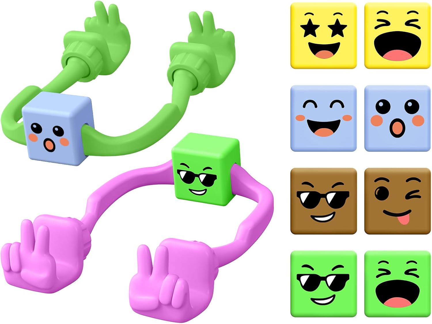 2 Pack Thumbs Lazy Cell Phone Stand & 4 Pack Mood Moves Cubes Stocking Stuffers for Teens Girls Boys Kids Gifts Phone Holder for Desk Cool Gadgets Birthday Gifts for Women Men Teenage Adults Wife