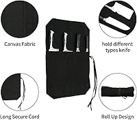 Vista 3 de HERSENT Bolsa de rollo para cuchillos de chef, portátil de viaje, bolsa de almacenamiento para cuchillos con 4 ranuras, el mejor regalo