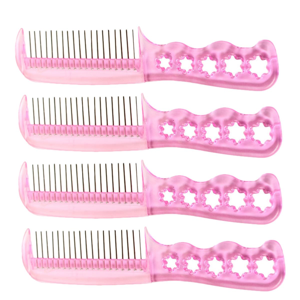 Operitacx Peignes à Postiche en Acier Antistatiques Lot de 4 Dents Fines et Poignée Ergonomique pour Femmes Passionnées d'Entretien de Perruques