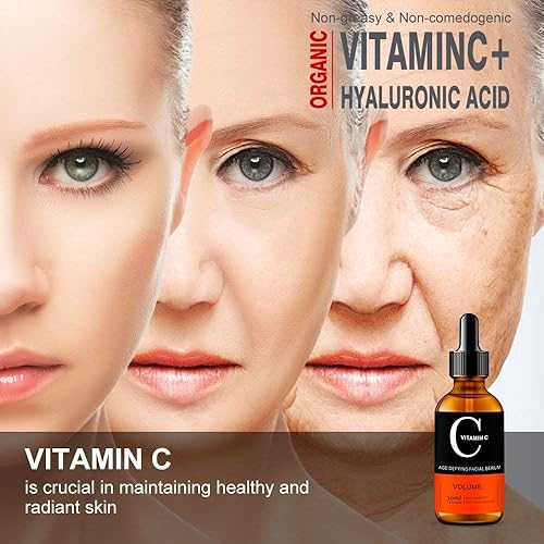 Suero avanzado de vitamina C y E con ácido hialurónico, aloe y aceite de jojoba - Antienvejecimiento, antiarrugas, fórmula iluminadora - Hidratación