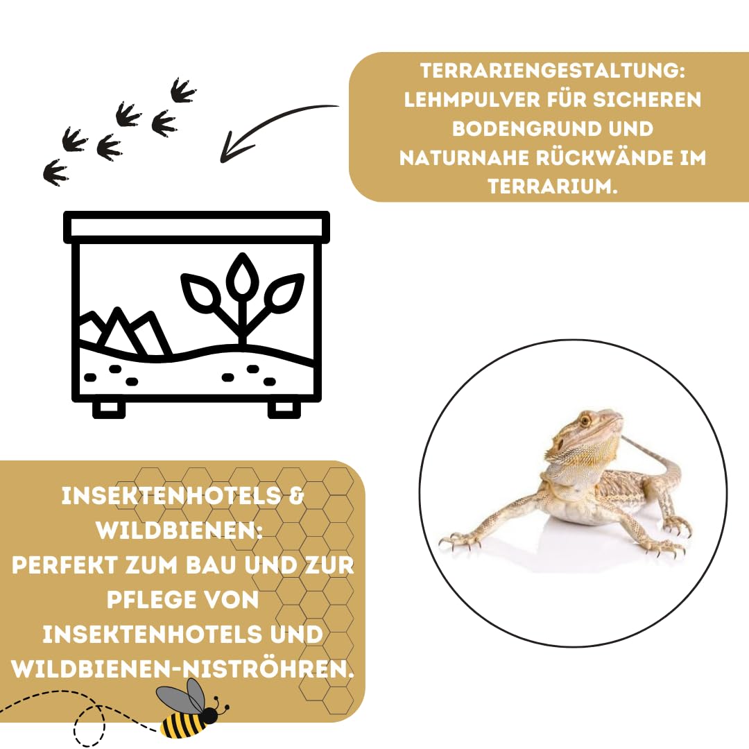 Doubleyou Geovlies & Baustoffe Lehmpulver | 20 Kg | Naturprodukt | Ideal für Terrariengestaltung und Insektenhotels | Perfekt zum Modellieren und Basteln | Terrariensand I Bodengrund I Samenbomben