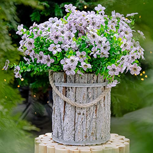 Axylex Artificial Flowers For Outdoors Fake Plants - 16 Bundles Faux Outside Greenery Boxwood No Fade Plastic Shrubs Fall Decor Farmhouse Home Garden Thanksgiving Mums (White) #TOP12