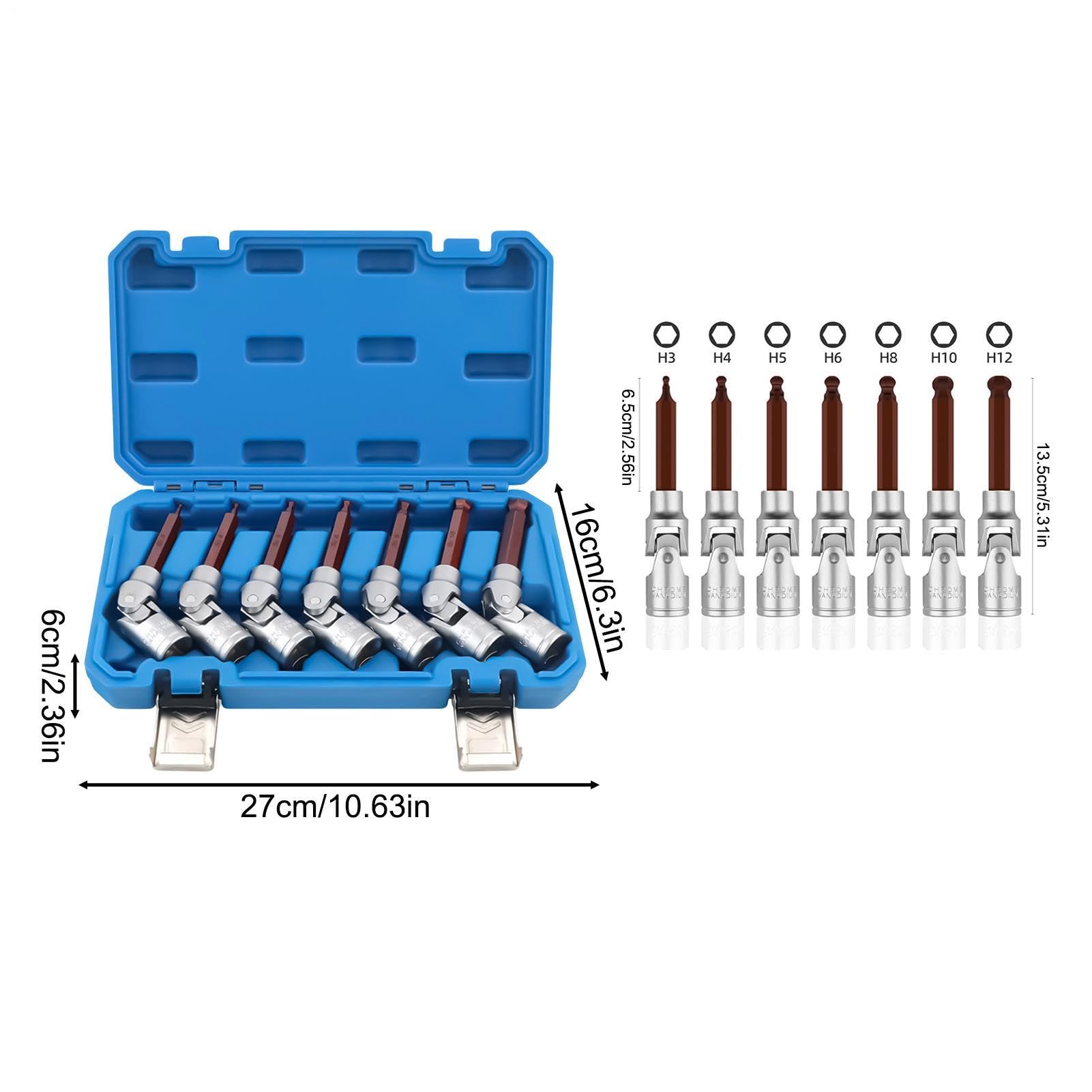 Metrisches Sechskant-Bit-Steckschlüssel-Set, 1,3 cm, robust, enge Passform
