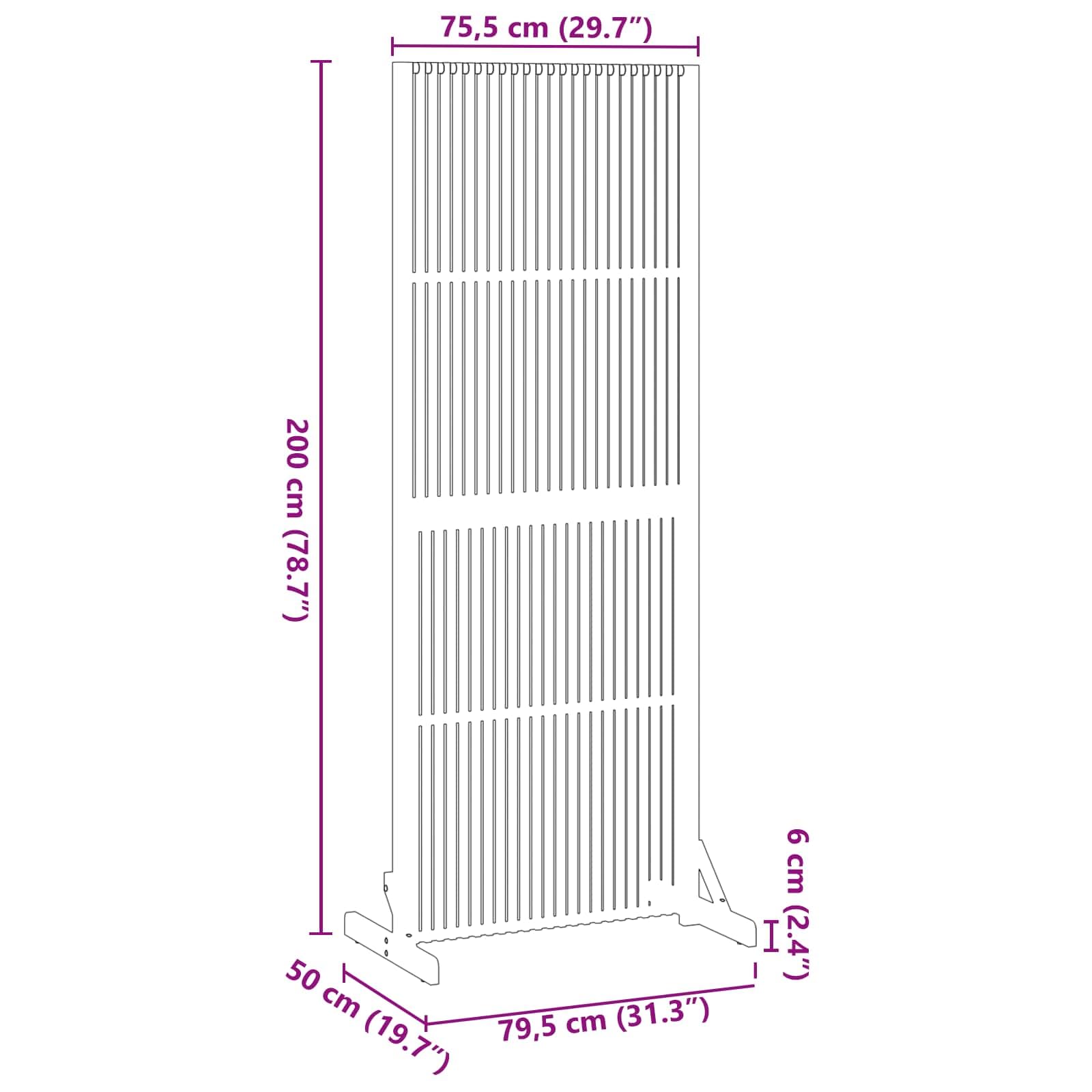 Brise-vue en bois marron 79,5 x 50 x 200 cm – Paravent extérieur et intérieur en bois d'acacia massif huilé – Paravent pliable pour jardin, terrasse, balcon et salon