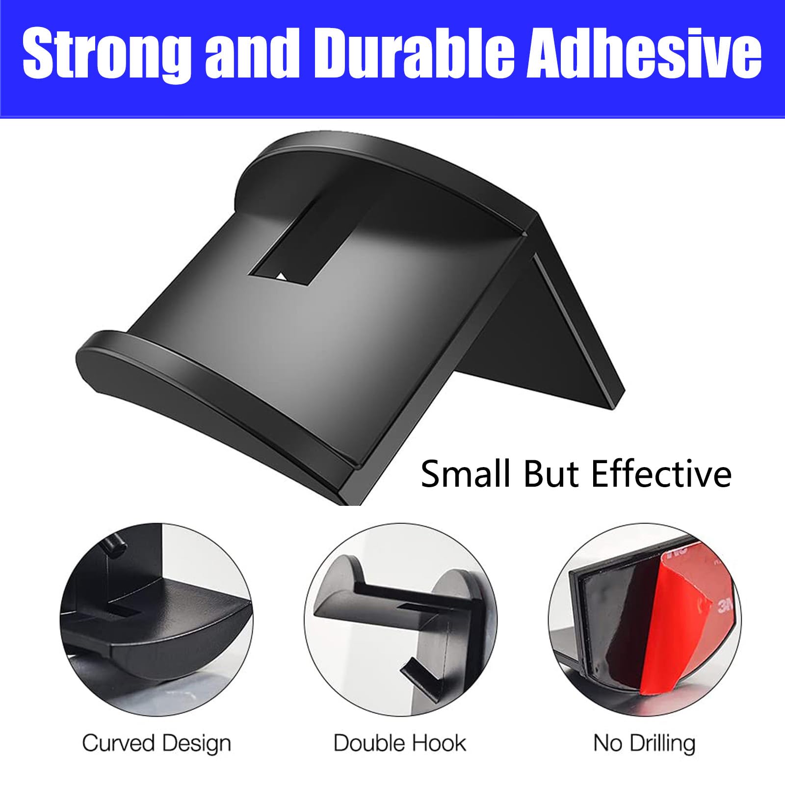 Porta Cappelli Adesivo Da Parete - Set 8 Ganci Per Cappelli, Cuffie O Asciugamani, Nero - Foto 6