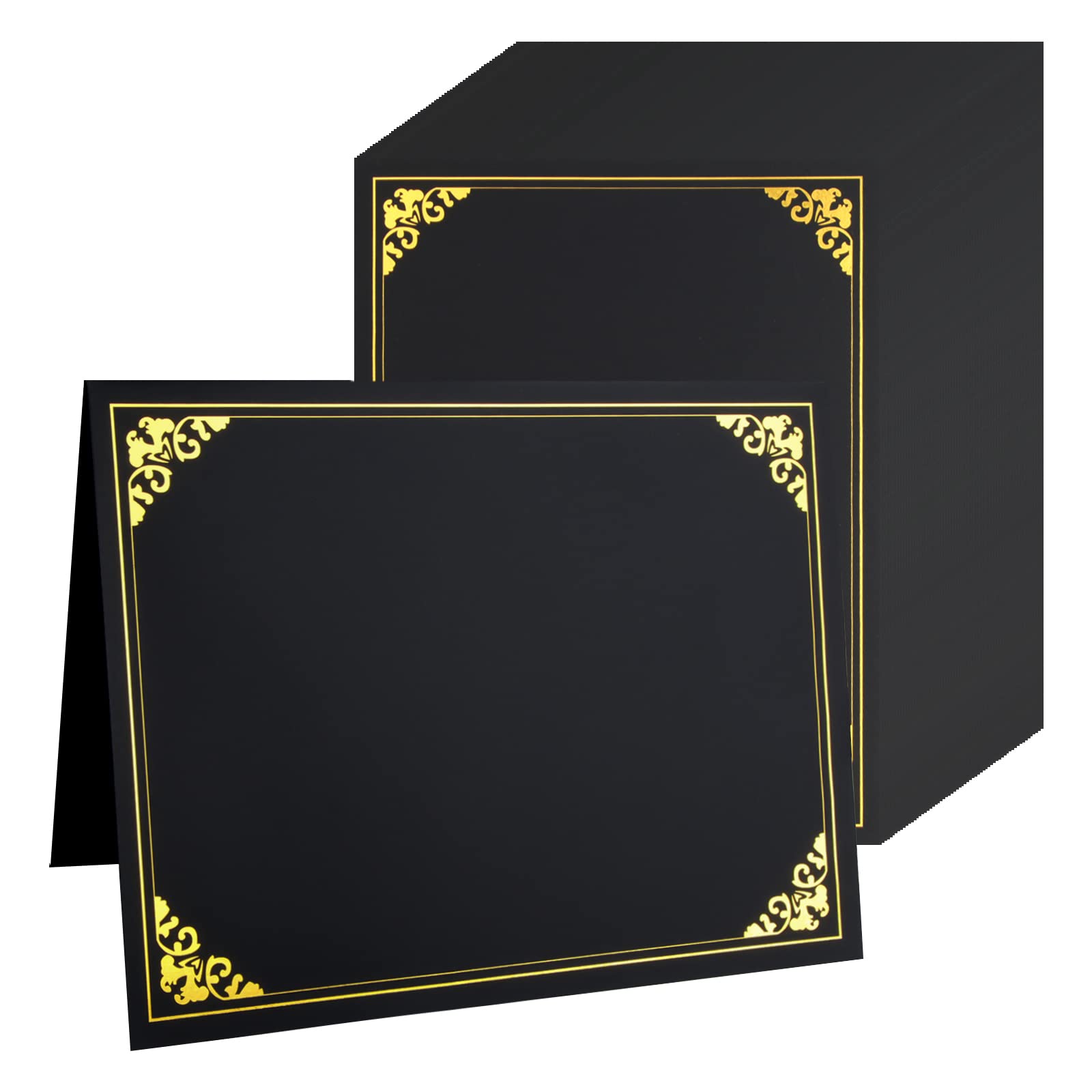 62 Pack Certificate Holders, Diploma Holders, Diploma Covers Certificate Covers with Gold Foil Border for 8.5x11 Award Certificates, Black