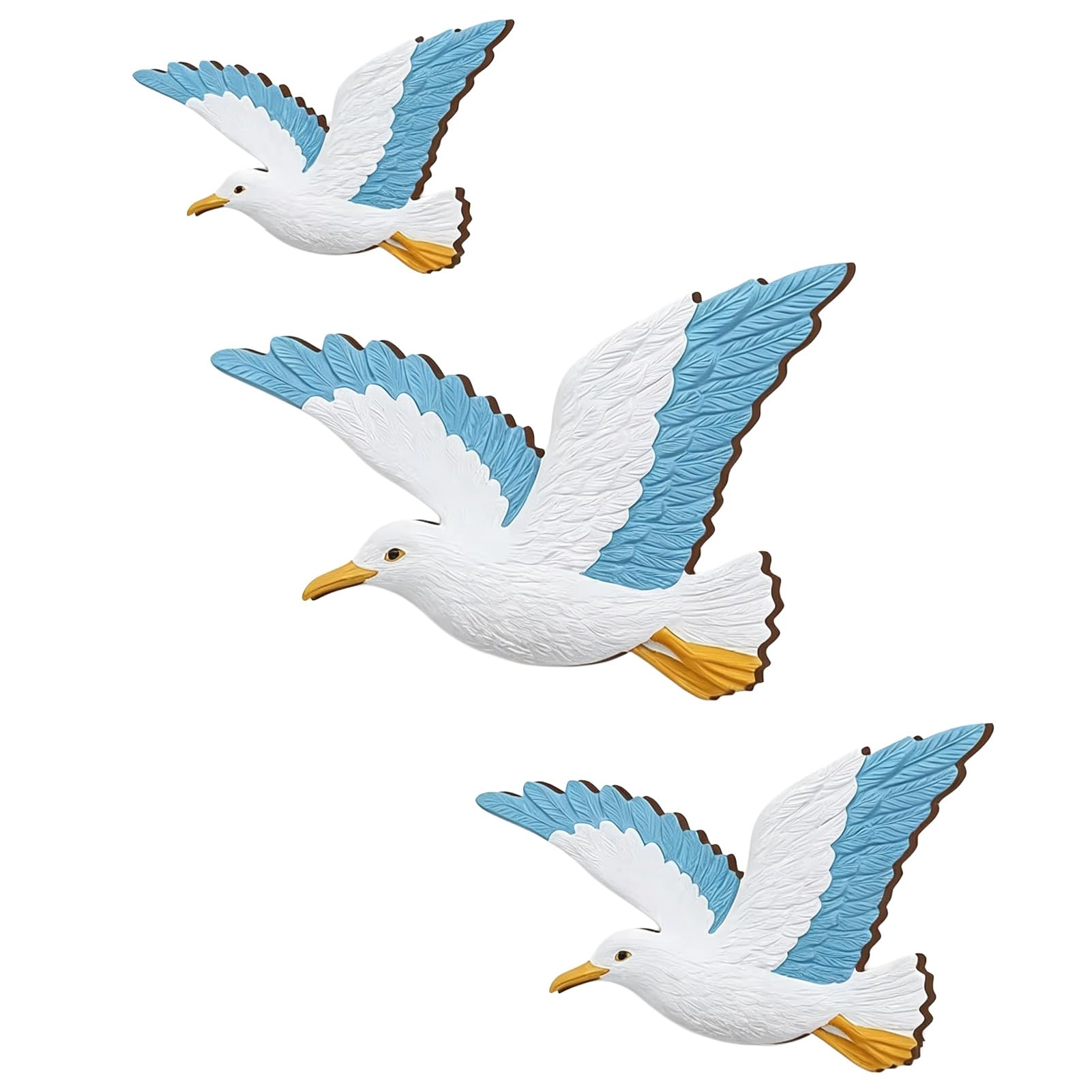 3 Pcs Seagull Beach Wall Art Nautical Coastal Theme Flying Sea Birds Wall Sculpture Lake House Ocean Ornaments for Home