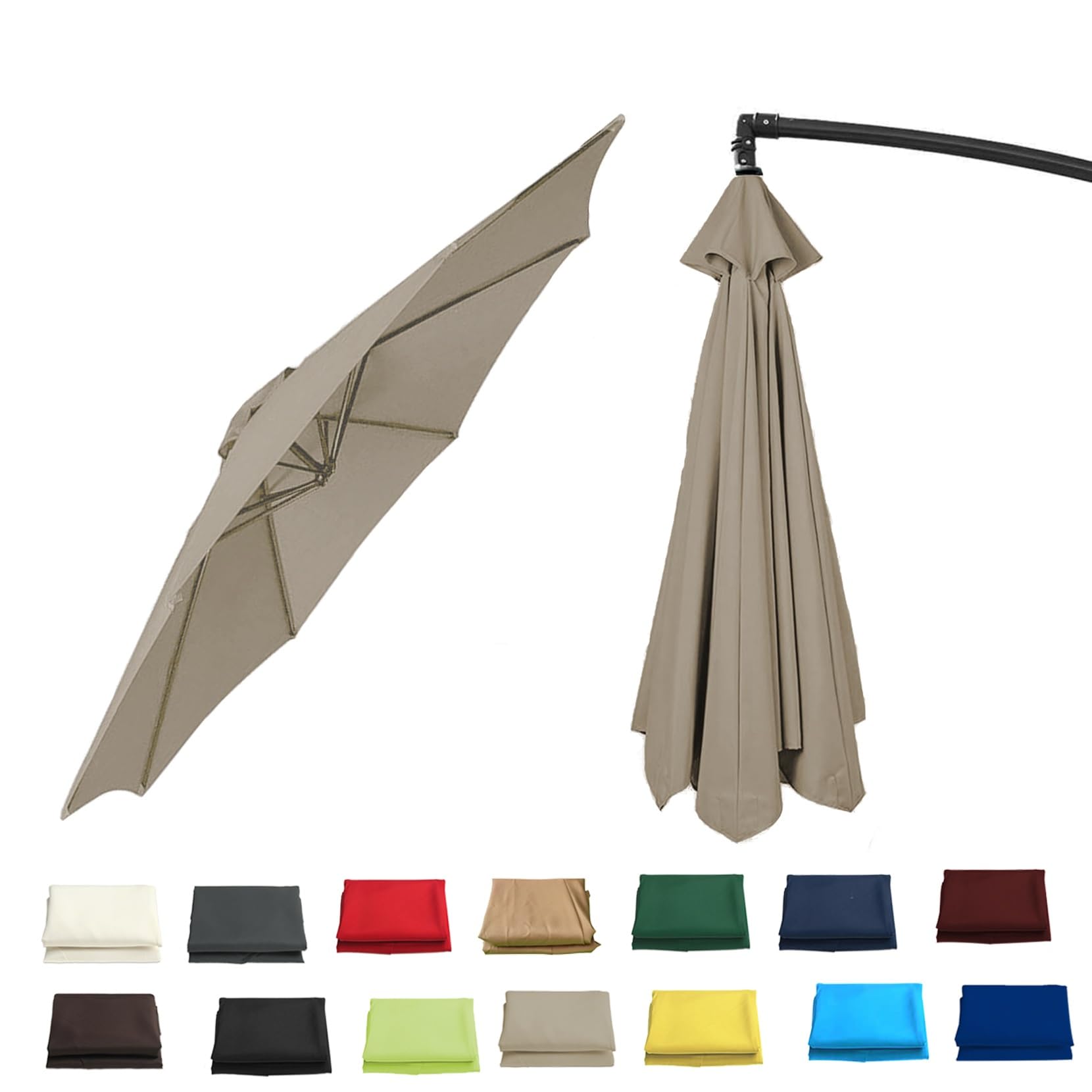 GZDXBF Outdoor Replacement Canopy Top 6/8 Ribs, 400cm Sun Umbrella Replacement Cloth, Replacement Parasol Cover(Top color,8 RIBS: 350CM/11.5FT)