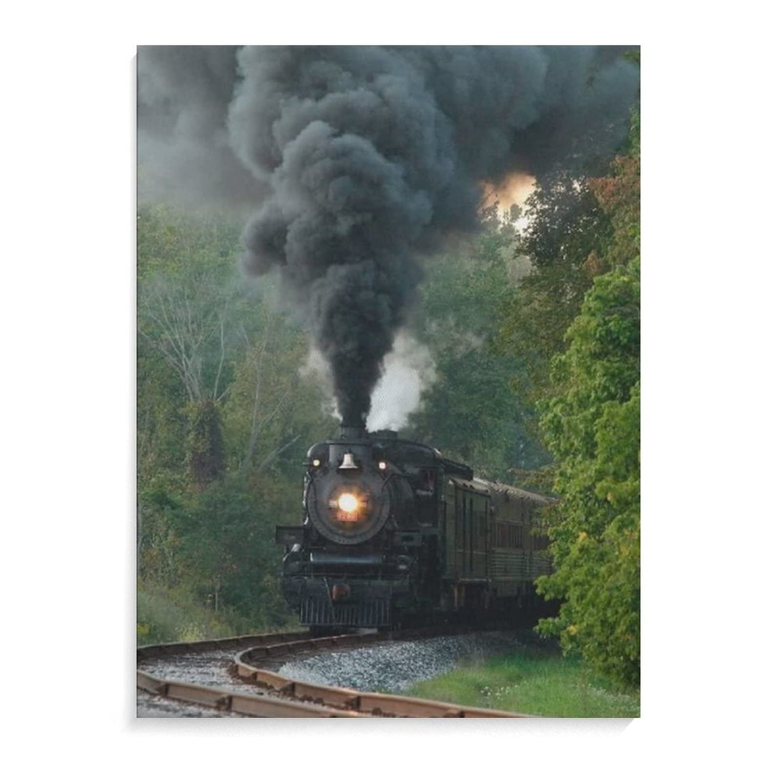 Posters Vintage Wall Art Nostalgic Posters Smoky Old Steam Engine Trains Running on Forest Tracks Poster Dec Canvas Wall Art Prints for Wall Decor Room Decor Bedroom Decor Gifts 16x20inch(40x51cm) Unf