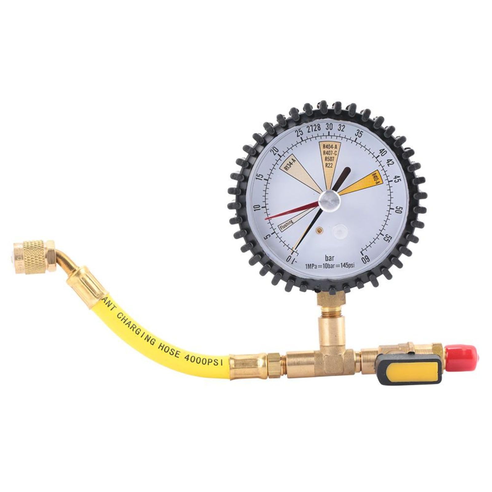 Jadeshay Manomètre Azote Jauge de Pression Manometre Clim Régulateur de Pression Azote pour R134A R22 R407C R410A la Climatisation, Réfrigération Test de Pression