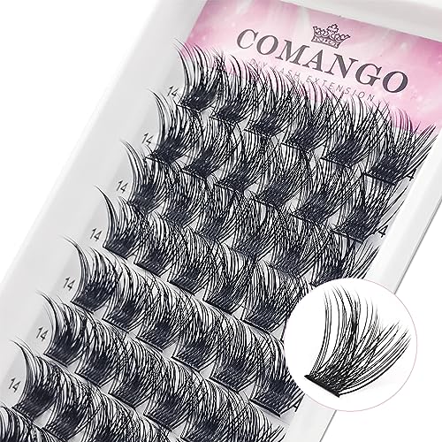 CoMango 14mm DIY Eyelash Extensions - Mega Volume Lash Clusters - Individual Wispy Lashes