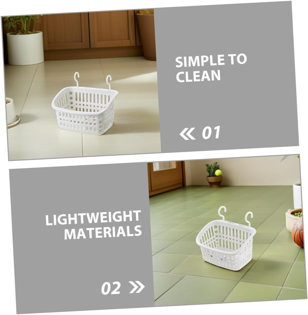4pcs Hanging Rat Hammock and Storage Basket Set with Hooks, Large Rectangle Plastic Hamster Cage Accessories, Small Pet House for Guinea Pigs and Rodents