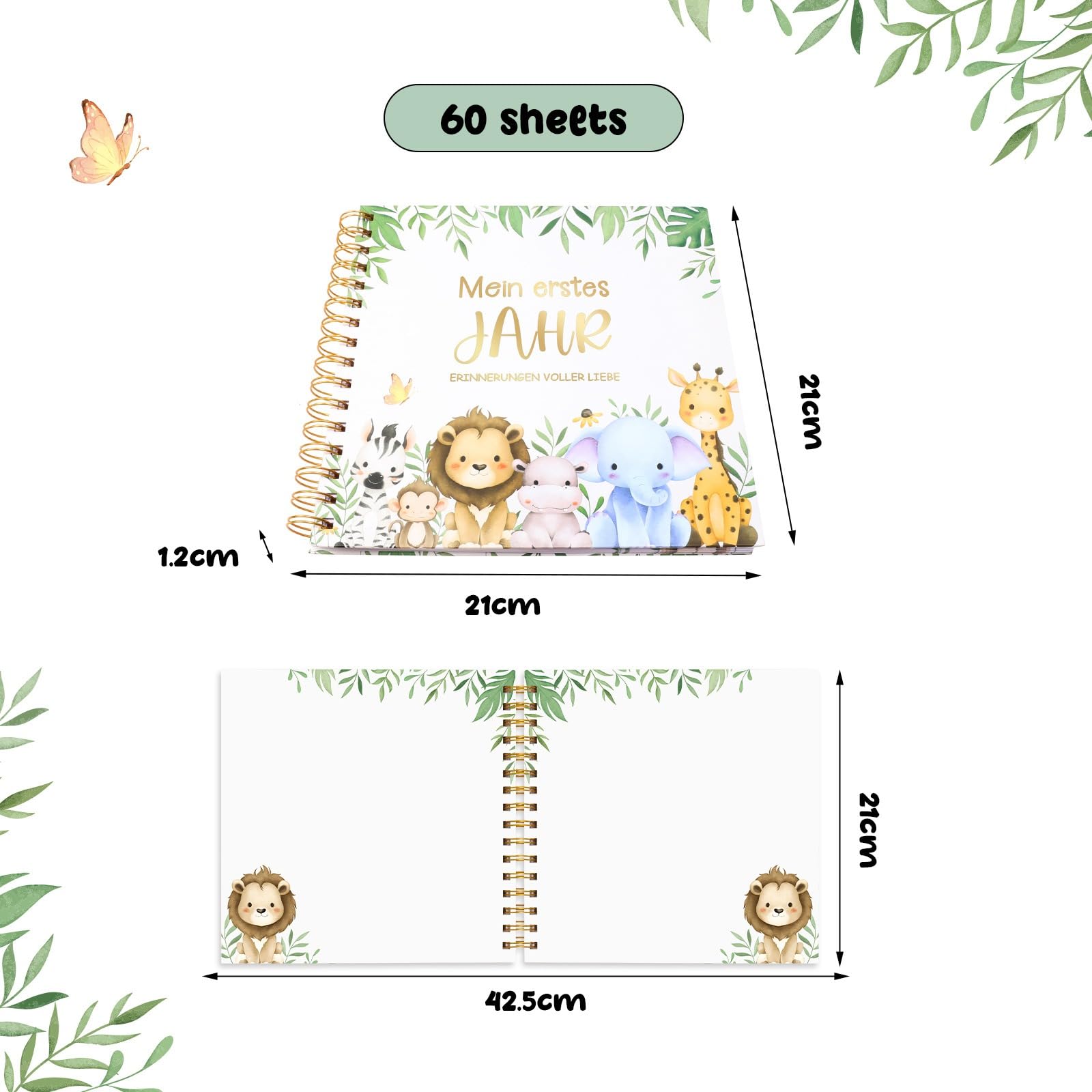 Personalisiertes Baby Gästebuch 1 Jahr, Eintragalbum für ersten Geburtstag, Erinnerungsbuch für Kinderparty, Geschenk zur Taufe (Varianten 1)