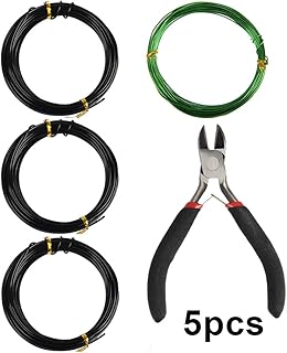 YANSHON Cables para bonsái de aluminio anodizado Cable de entrenamiento para bonsái, Juego de 5 cables de entrenamiento para bonsái con cortador de cable para bonsái, Bonsái ...