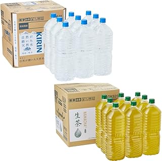 【ラベルレスまとめ買いセット】キリン 自然が磨いた天然水 2L ペットボトル ミネラルウォーター ×9本 & 生茶 ラベルレス お茶 2リットル 9本 ペットボトル