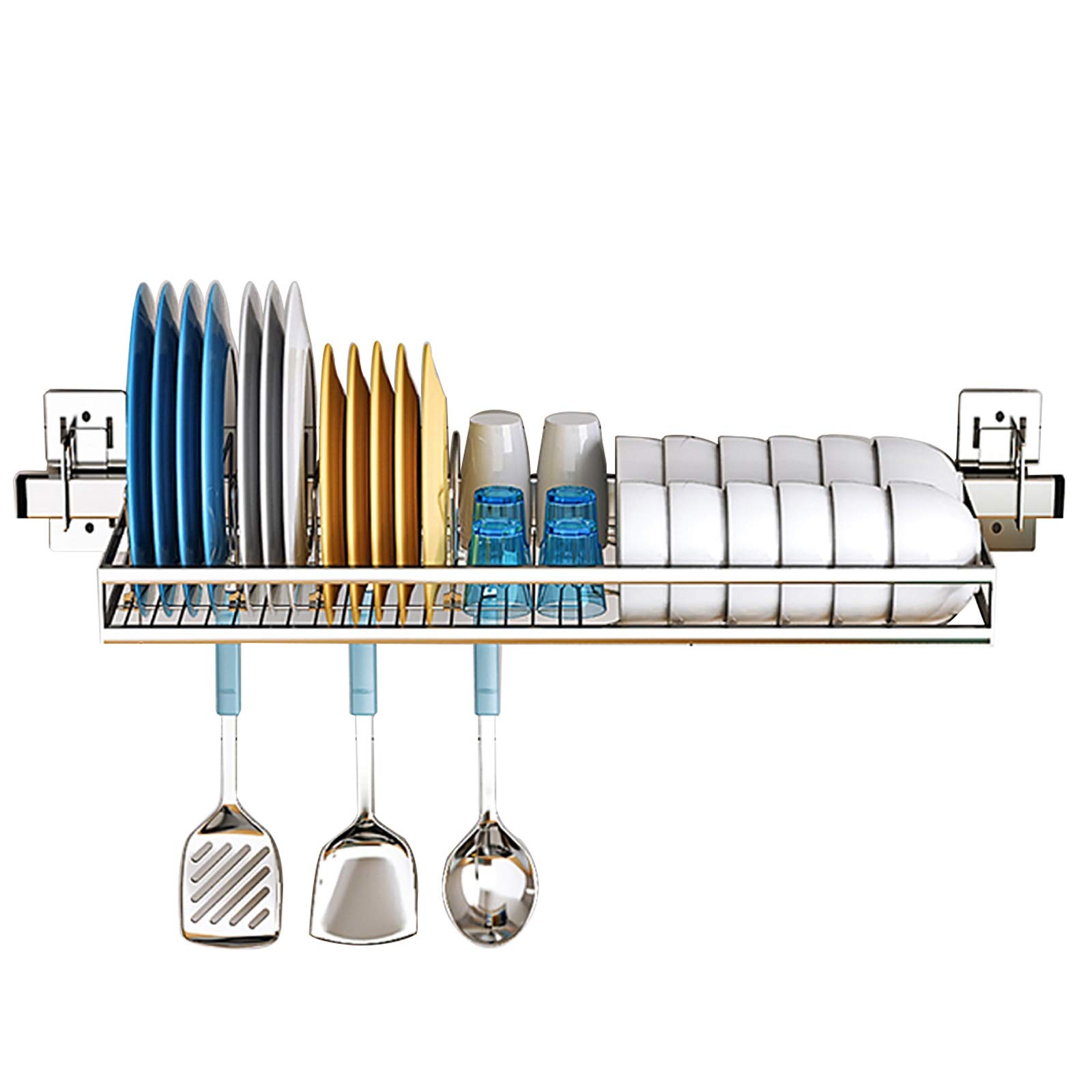 CAFIEDR Over The Sink Dish Drying Rack, Hanging Stainless Steel Dish Drainer Dryer Rack With Utensil Holder Hooks Space Saver For Kitchen Supplies Storage Organizer Shelf Counter Top,.