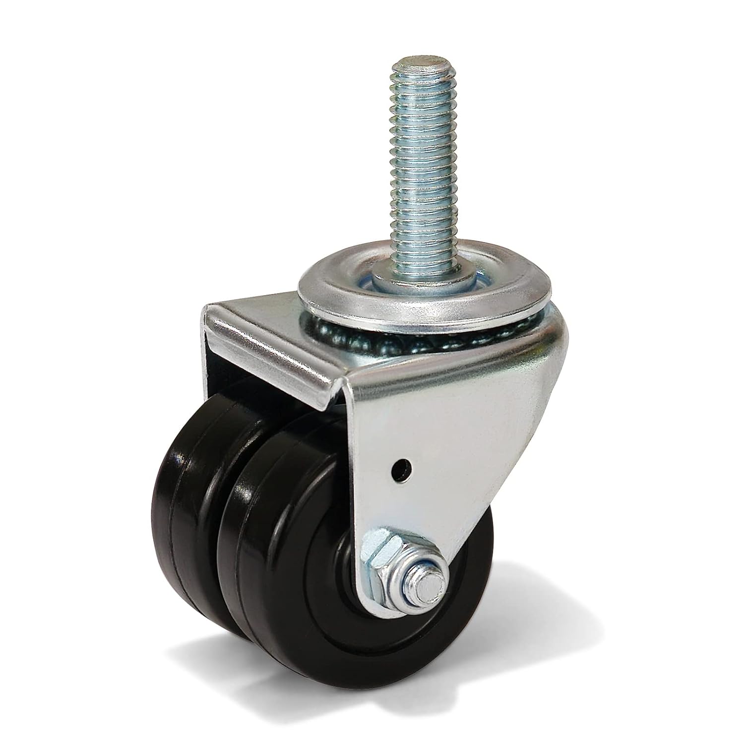 HANDSAMM 2 inch Heavy Duty Casters -Stem Casters with Double Hard Rubber Wheel and Ball Bearing, 300 Lbs Per Casters Widely Used in Tool Box, Trail Jack