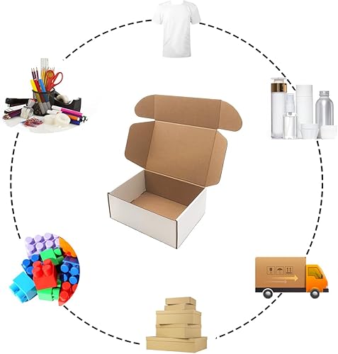 Miniatura 3 de Juego de 25 cajas de envío de 8 x 6 x 3 pulgadas, cajas de cartón corrugado blanco para enviar literatura, sobres para pequeñas empresas, regalos,