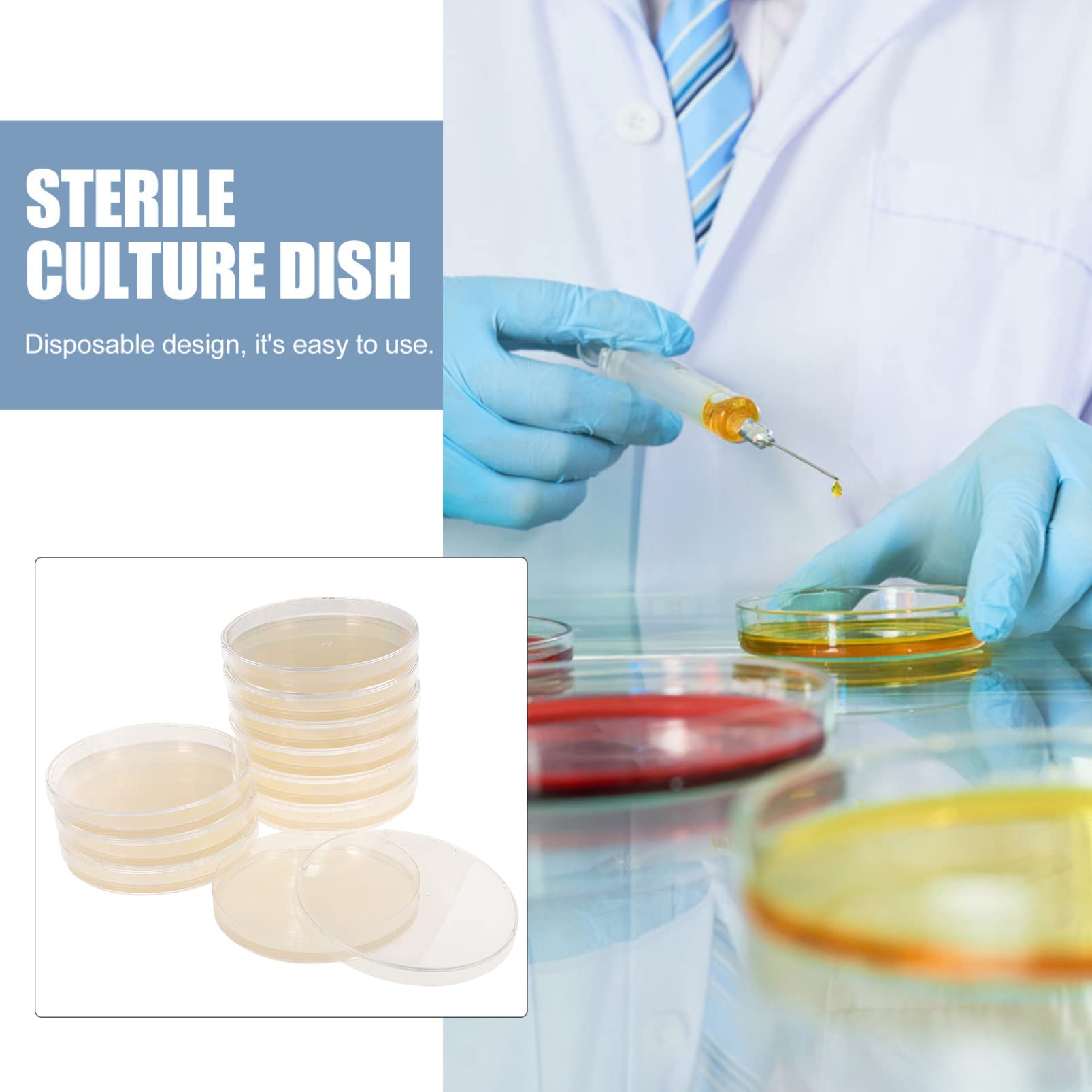 Luxshiny Piastre di Agar Nutrienti 10 Pezzi 9cm Agar Preversato, Promuovono Crescita Rapida, Facili da Usare per Ricerca Scientifica e Biologica