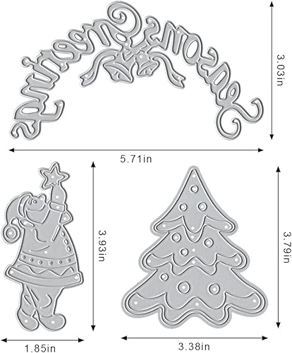 Miniatura 2 de Troquel de corte de metal para árbol de Navidad para hacer tarjetas y decoraciones de álbumes de fotos, Papá Noel troquelado temporadas de Navidad