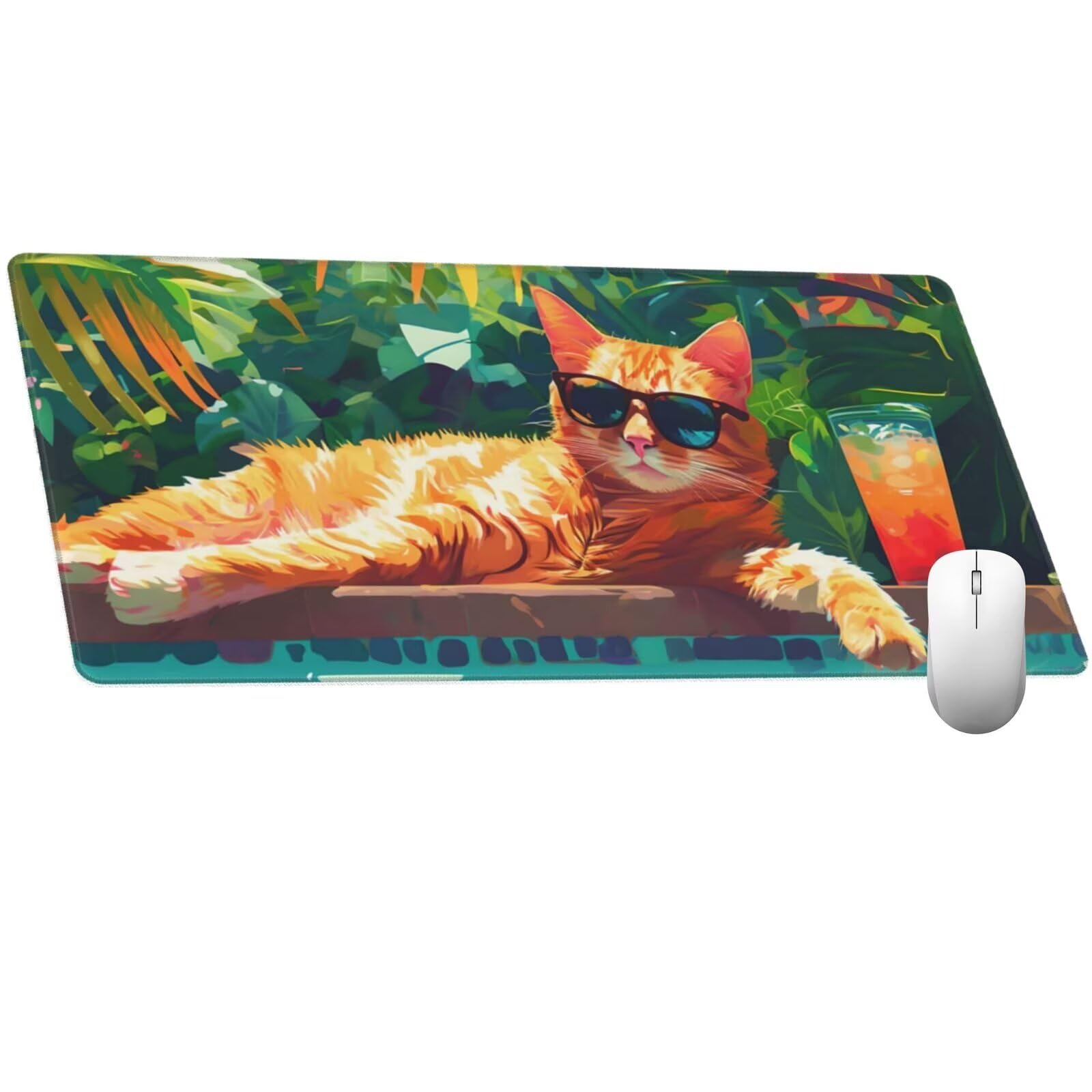 Alfombrilla Ratón Gato Alfombrilla Ratón XXL 1600 x 800 mm, Egipcio Mouse Pad Gaming con Bordes Cosidos, Impermeable Mousepad XXL Base de Goma Antideslizante Duradera, Mouse Pad para Oficina Q1042