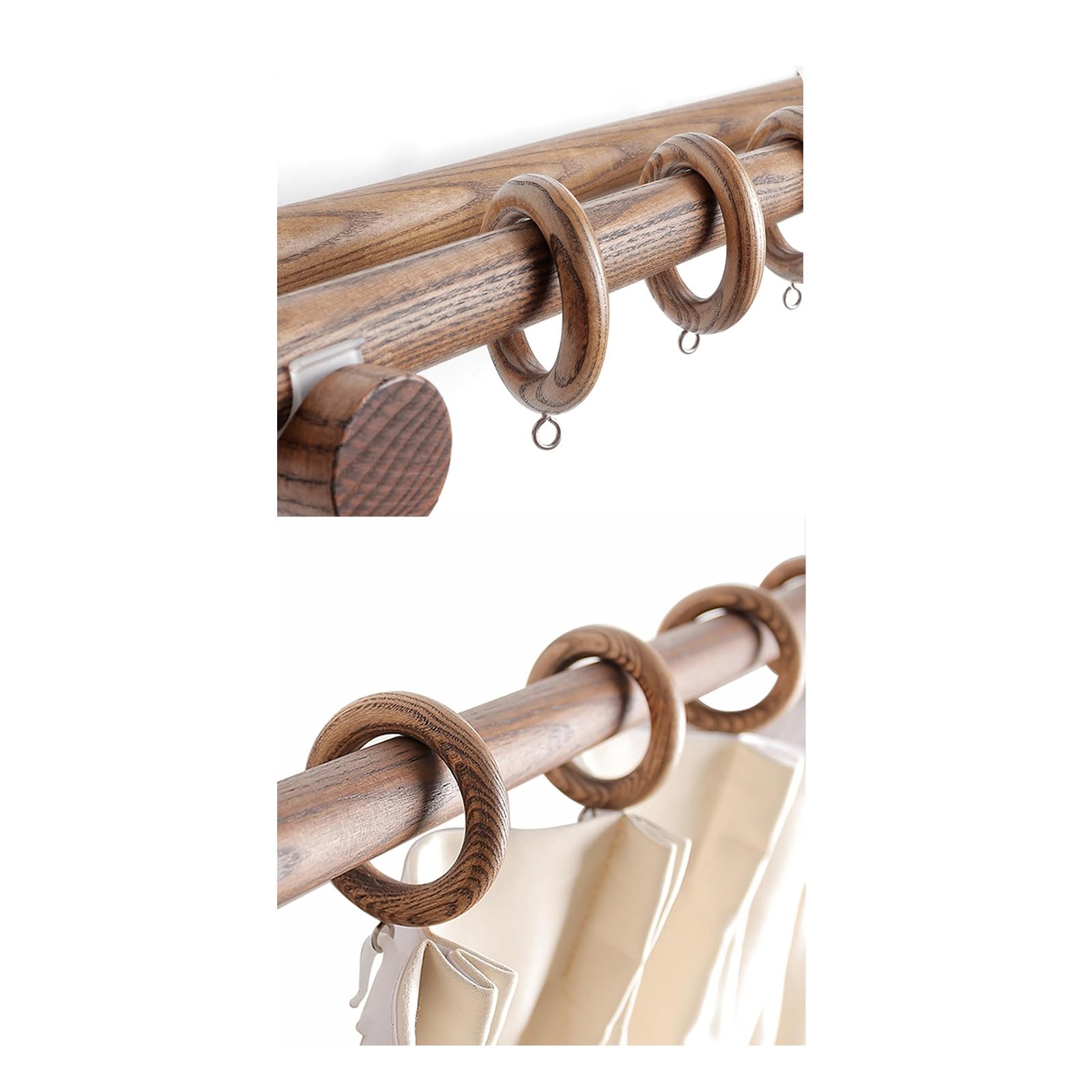 Set di aste in legno massiccio con staffe e C, 160 cm, perfette per decorare la casa e il trattamento delle finestre