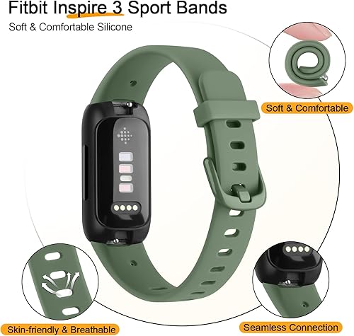 Miniatura 2 de Meliya Fitbit Inspire 3 bandas para mujeres y hombres, correa ajustable de silicona suave de repuesto compatible con Fitbit Inspire 3 Fitness Tracker
