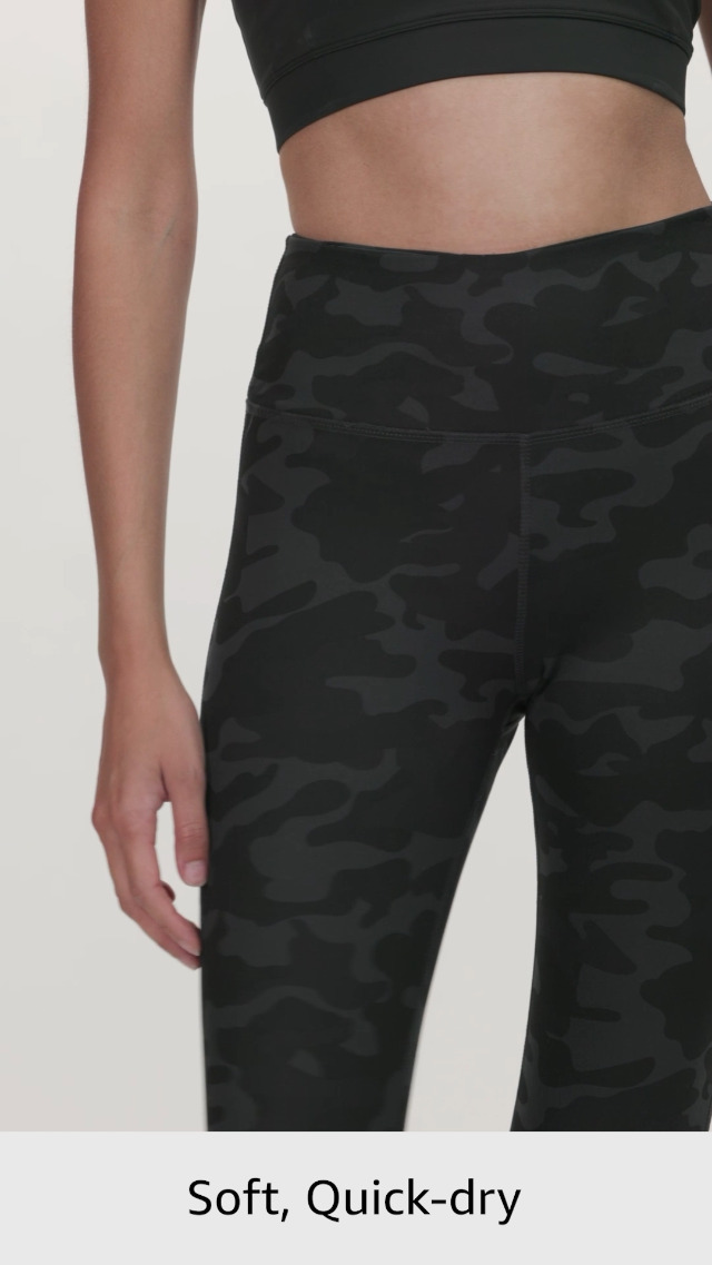 Danskin Women's Camo Print High Rise 7/8 Leggings, Black Camo