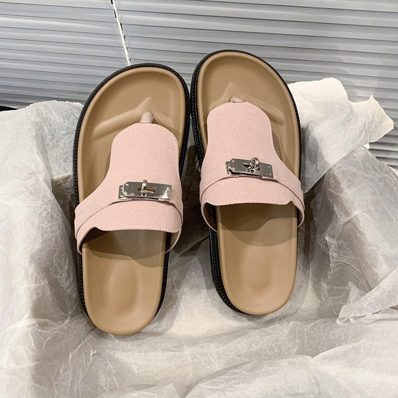 Summer women's large-size fashionable slippers - thick sole with metal buckles - for casual daily wear2