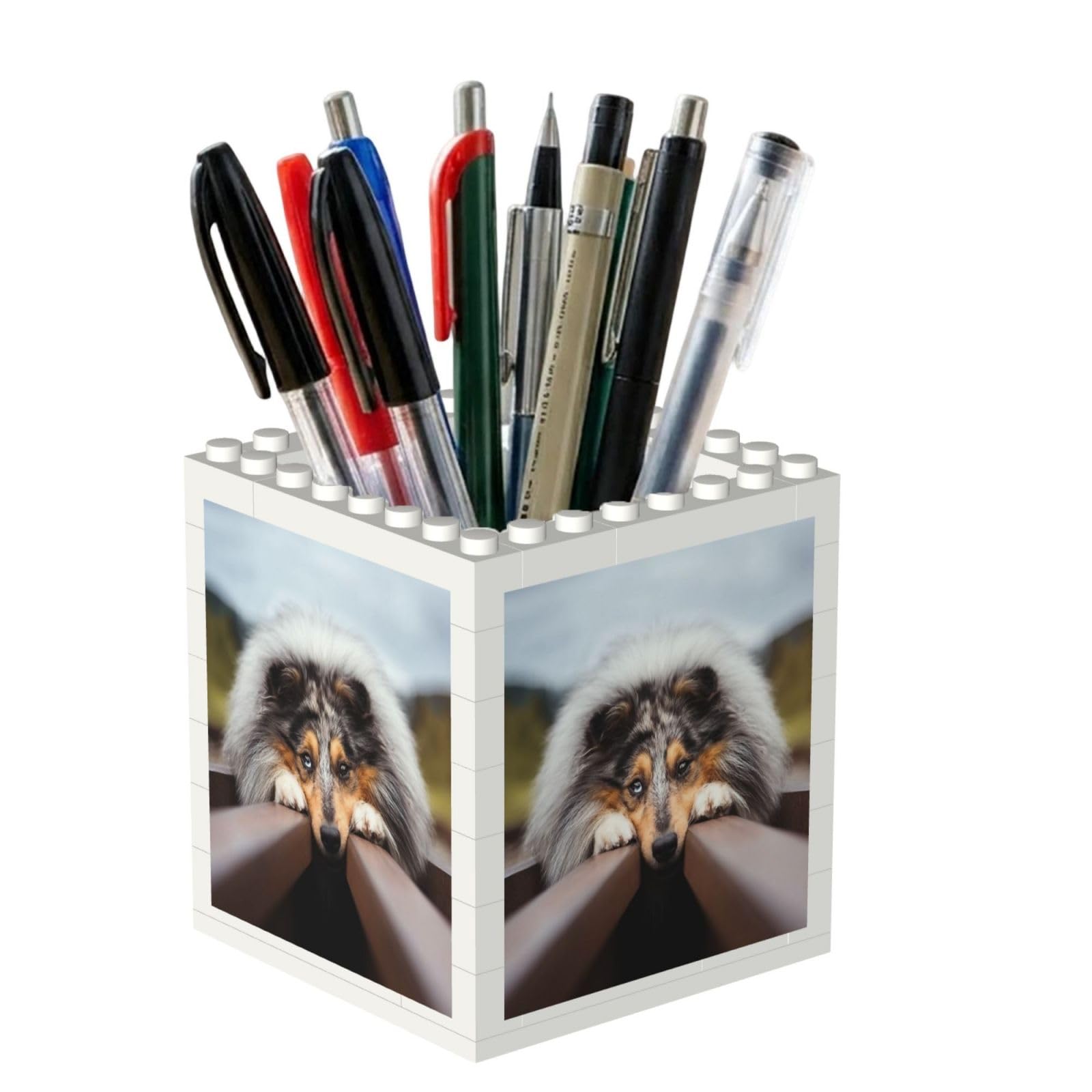 Poadnly Rough Collie Bokeh Railway Dogs Pets Rough, Pen Pot Pencil Holder for Office Home School, Compact Desk Organiser for Office Stationery