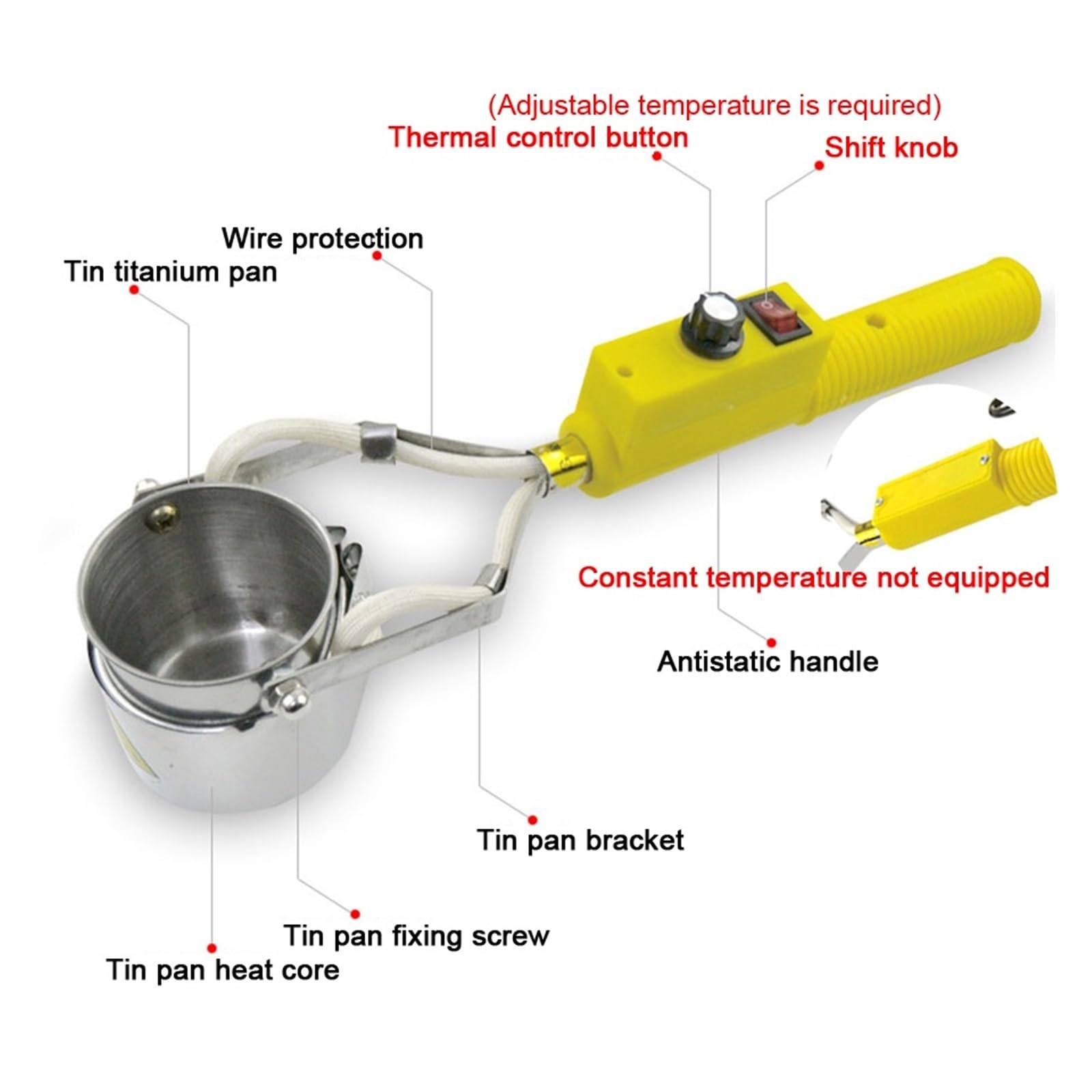 Creuset de Soudure Pot à souder Portable 300W/400W/500W, Four de d'étain, contrôle de température réglable, Outil de Bain à dessouder(500W Temp Control)