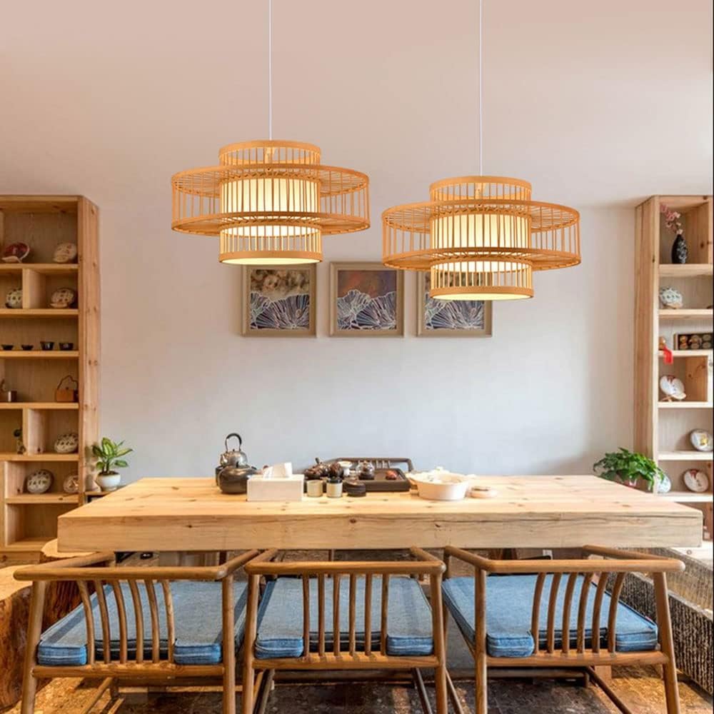 CFWSHJ 1-pakowy wiklinowa nowoczesna wisiorek naturalny materiał Kosz pusta żyrandol E26/27 uchwyt lampy ręcznie robione światło do salonu
