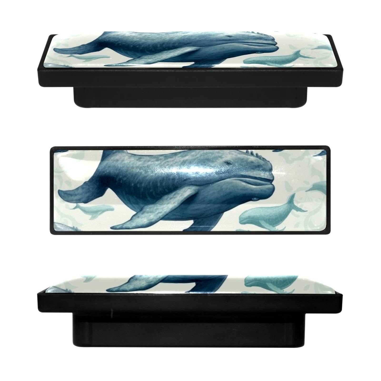 Lot de 4 boutons de meuble rectangulaires bleus pour relooking de commode