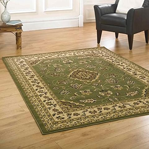 Large Classic Oriental Persian Style Floral Traditional Rug/Mat, Green - 120 x 170cm Cover