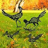 Rngmsi Roadrunner Metal Garden Stakes Yard Decor, 4PCS Black Roadrunner...