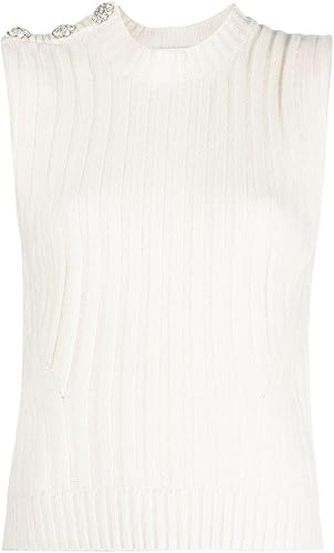 Ganni Chaleco de suéter Lana Rica en Crema con Adorno de Cristales de Segunda Mano