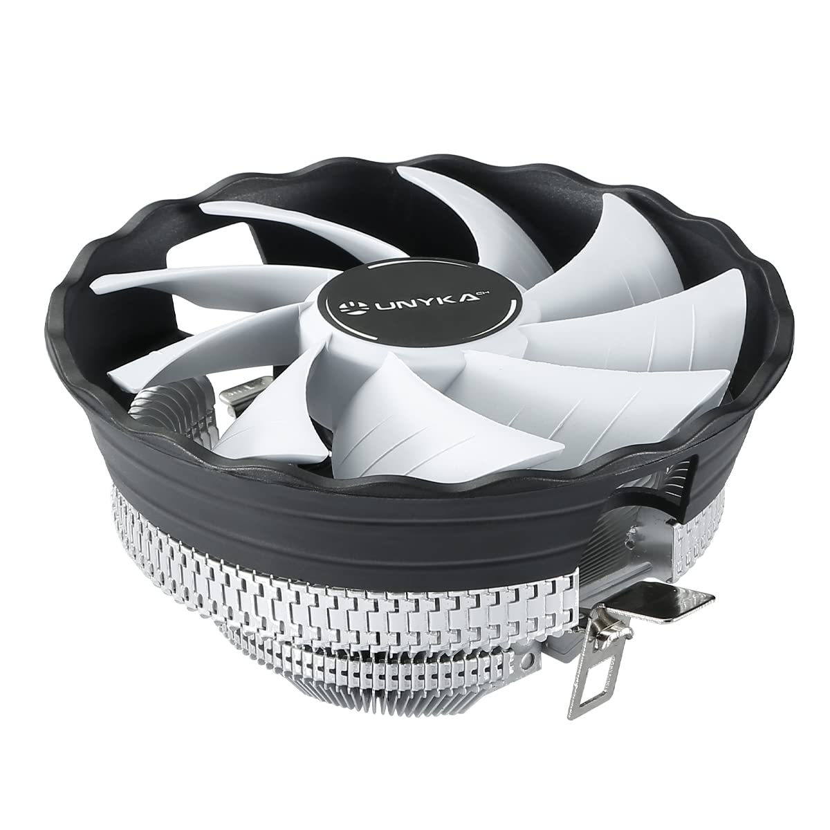 Unykach Radiator procesora Jotun DF 120 White, Ultra cicha stożkowa konstrukcja z 9 łopatkami, biały wentylator i uniwersalny multijack kompatybilny z tłumem procesorów