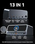 MOKiN Station d'accueil, station de chargement USB C 13 en 1 pour ordinateur portable avec écran LCD intelligent de 2.26", affichage double HDMI, ports USB A/C 10Gbps, Ethernet Gigabit, sortie max 160W pour Dell, HP, Lenovo et plus
