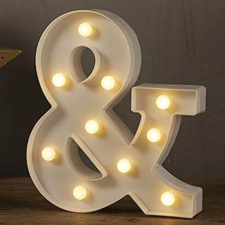 HXWEIYE Light Up Letters LED Marquee Letters Lights Sign 26 Alphabet and 10 Number Big Lights Letter for Party Birthday Bar Battery Powered Christmas Decor Letter Light (Warm White &)