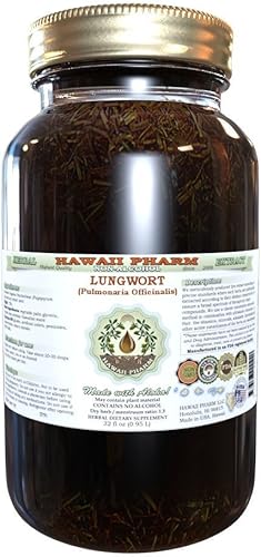 Lungwort - Extracto líquido sin alcohol, pulmonaria orgánica (Pulmonaria officinalis) Suplemento de hierbas naturales de glicerita de hoja seca, 32